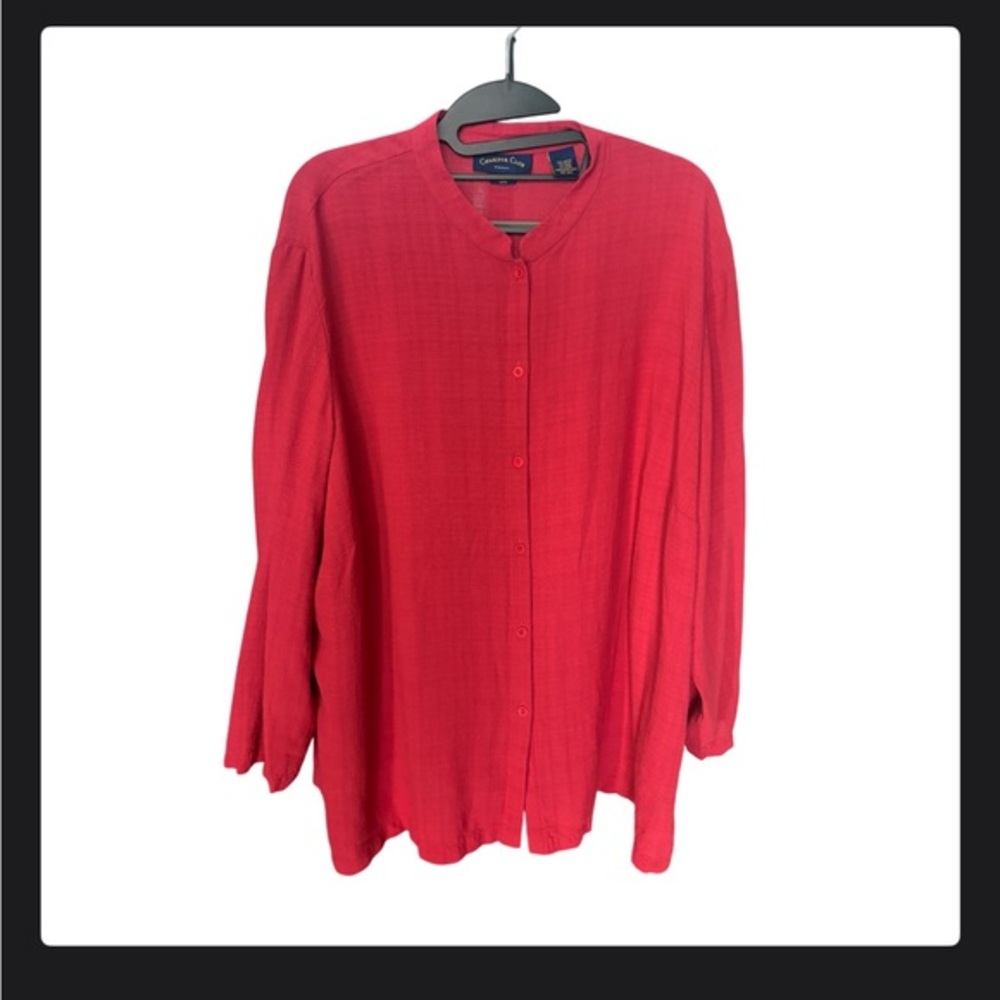 Charter Club Vibrant Red Women's Top Button Down Size 3X